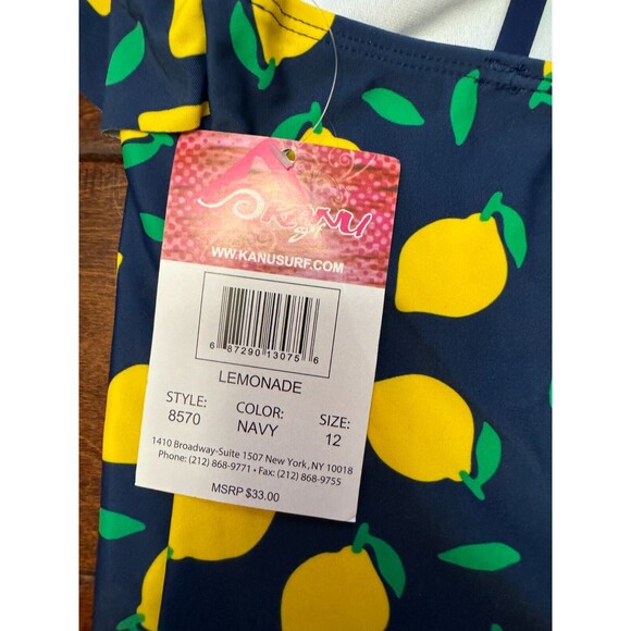 Kanu Surf Lemonade Style 8570 Kids Girls Swim Suit Navy Size 12 (Style 8570) - Picture 7 of 7